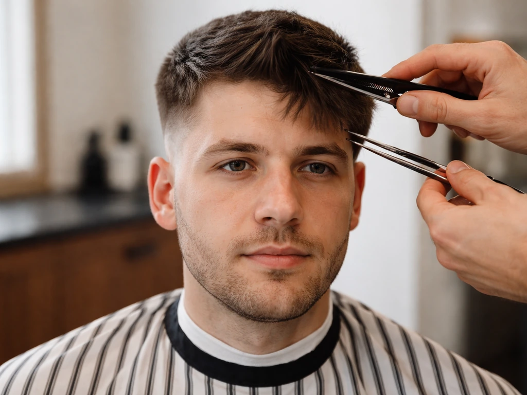 Barber trims a client’s hair in a clean transition style to keep a grow-out looking intentional.