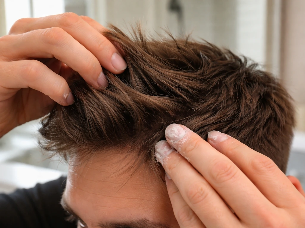 Hands applying matte texturizing wax and finger-styling hair at the front/top section.