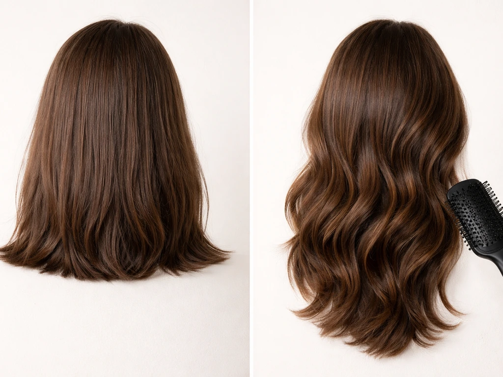 Side-by-side hair lengths: short hair won’t form waves; longer hair shows soft S-shaped waves.