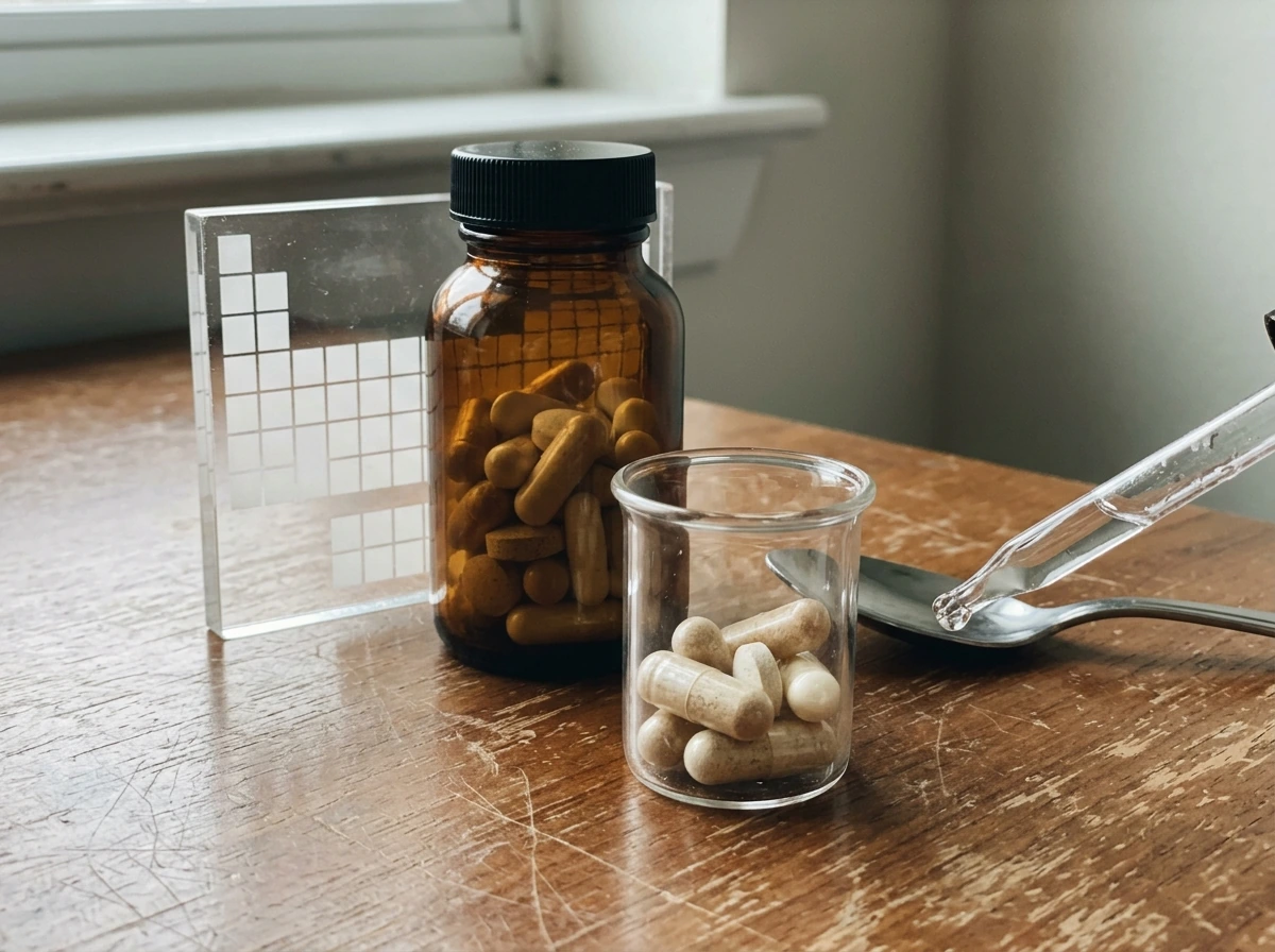 Strontium citrate bottle and measured dose for Growth Factor S