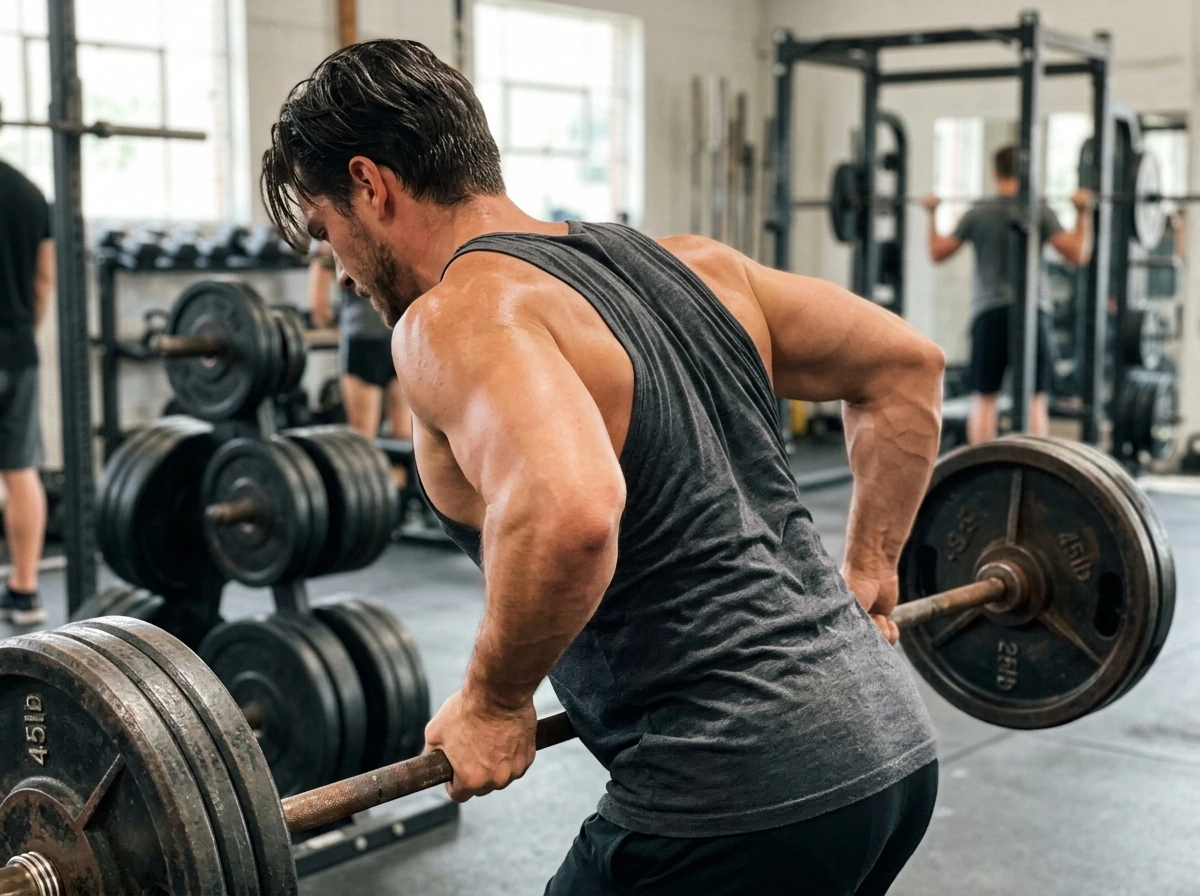 Close-up of a muscle being worked with resistance training