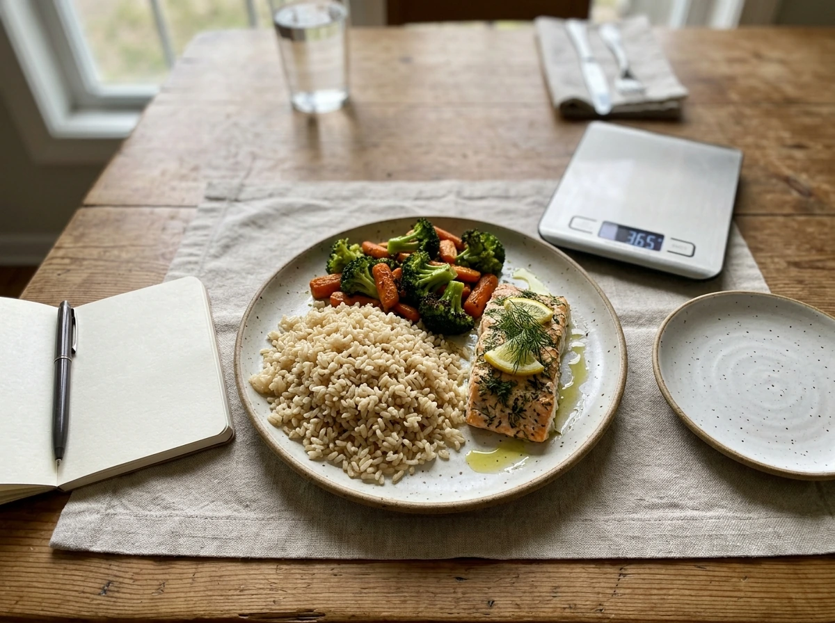 Plate portion showing a 10–20% calorie surplus for muscle gain