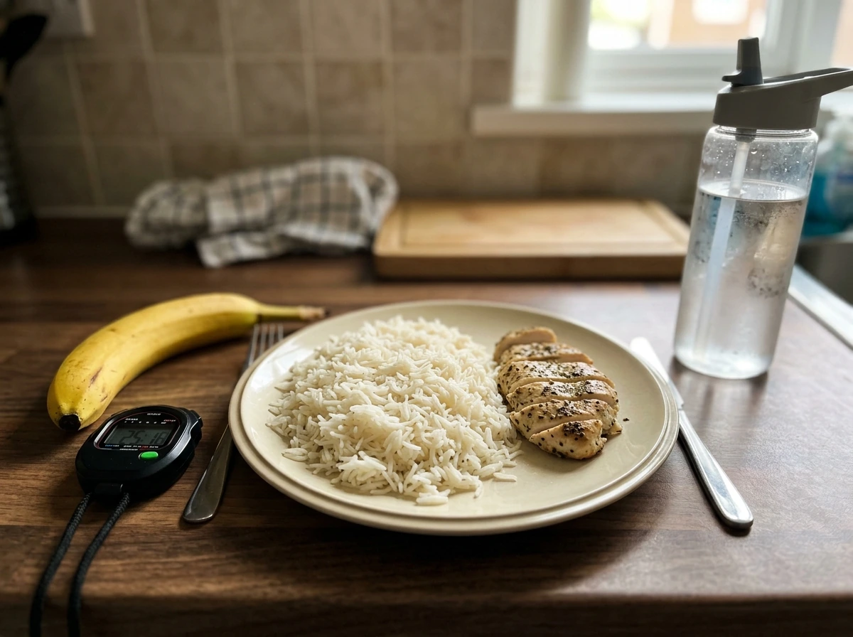 Carb-focused pre-training plate with measured carbs and protein