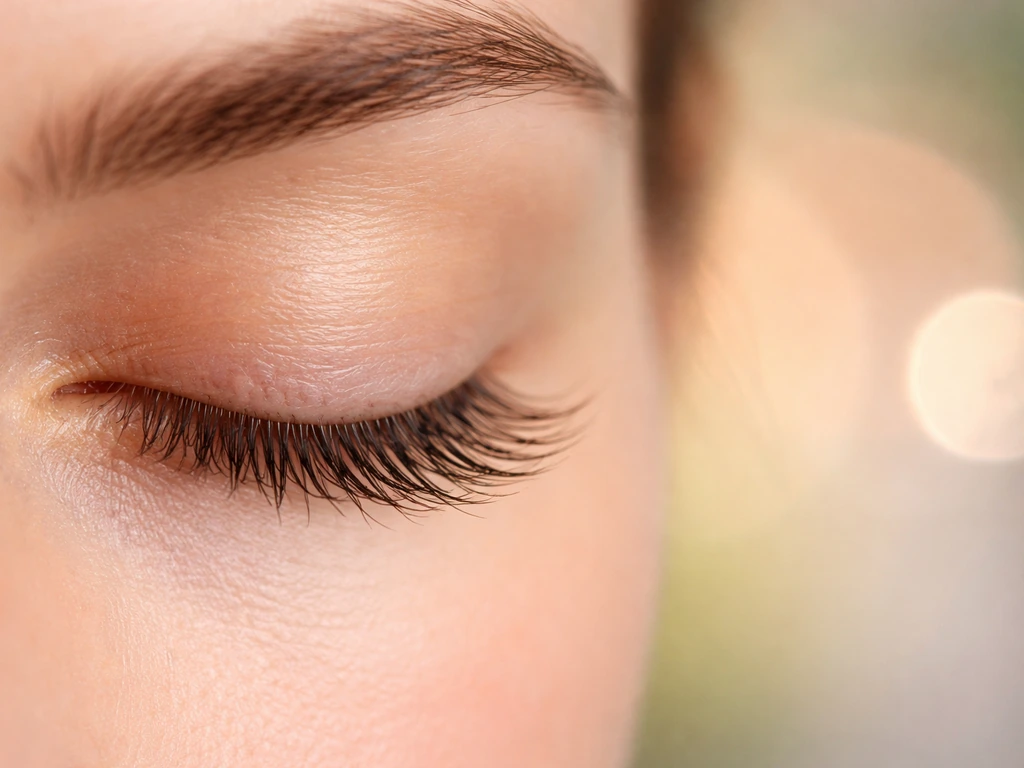 Minimal photo showing a close-up eyelash with three soft blur segments suggesting growth phases