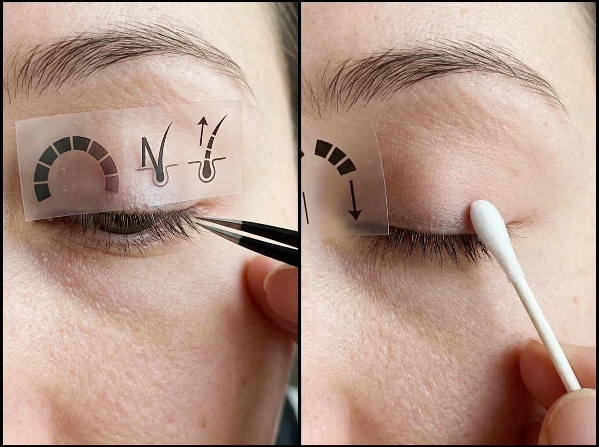 Tools and lash line setup illustrating lash growth cycle phases