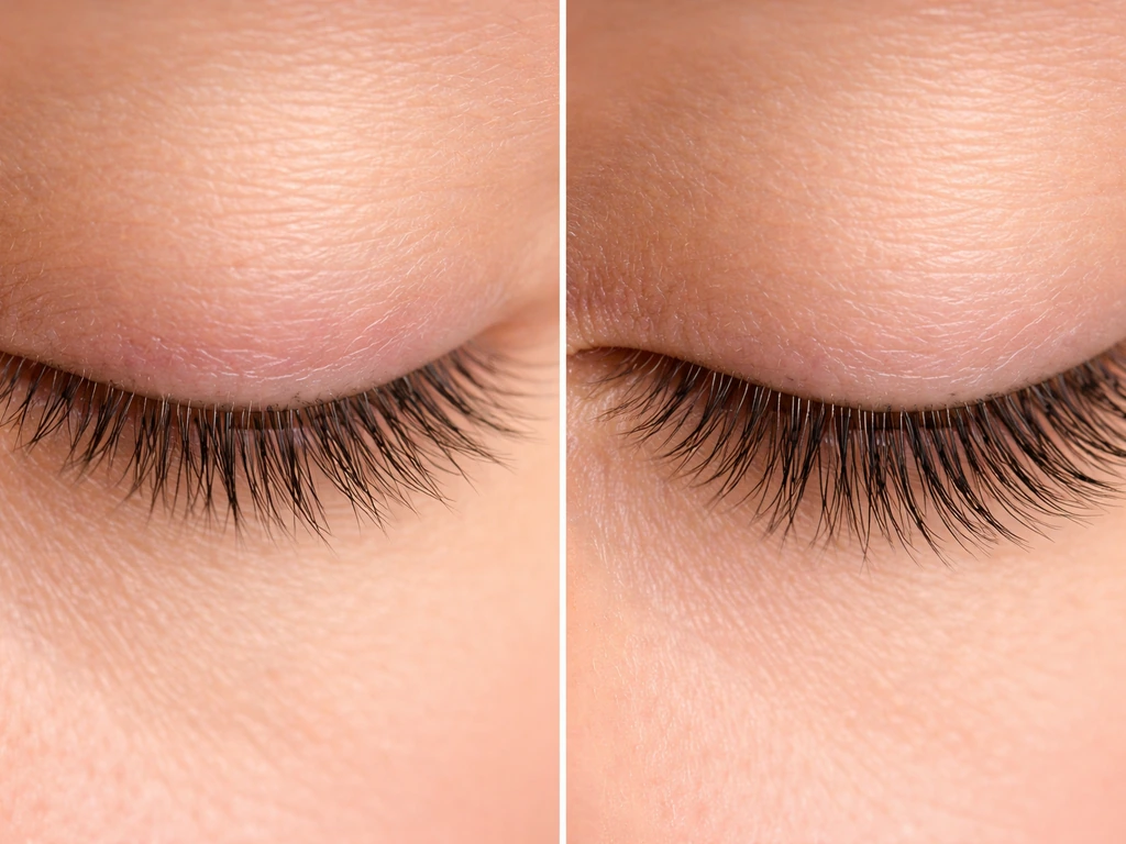 Close-up lash-line side-by-side showing irritation causes with different lash density and length.