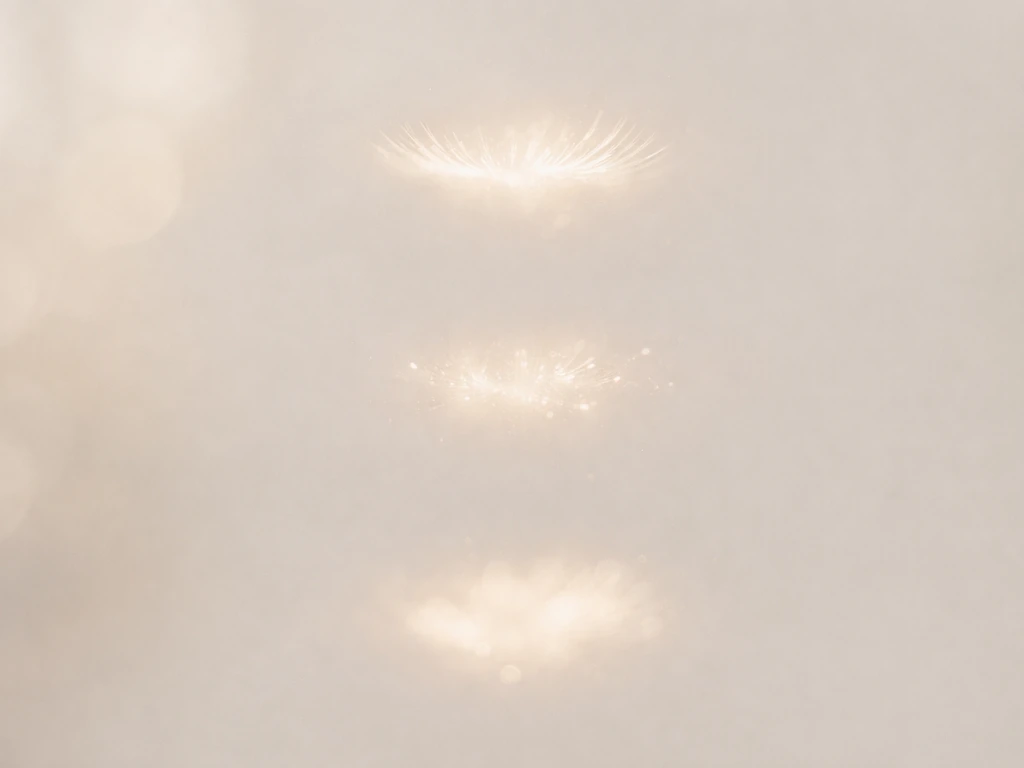 Minimal realistic photo showing a close-up eyelash growth cycle concept with three phases represented without text.