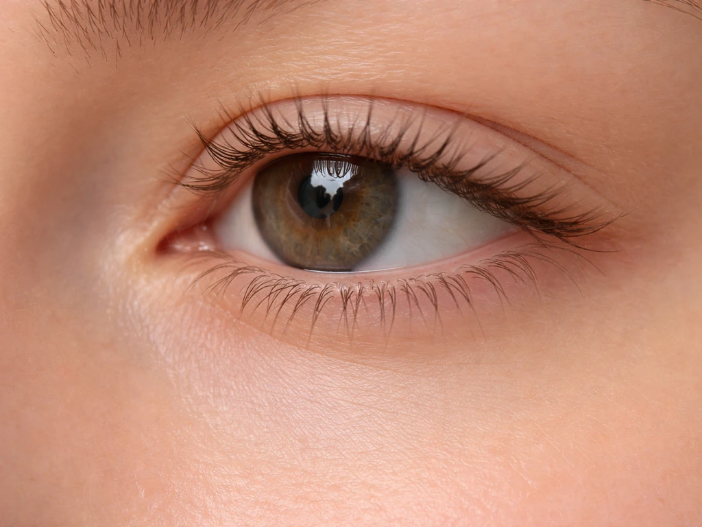 Close-up of natural lower lashes with clear lash-line detail in bright natural light.
