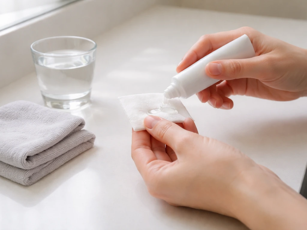 Minimal bedside setup for safe lash regrowth: sterile wipes, gentle cleanser/gel, and a soft microfiber cloth