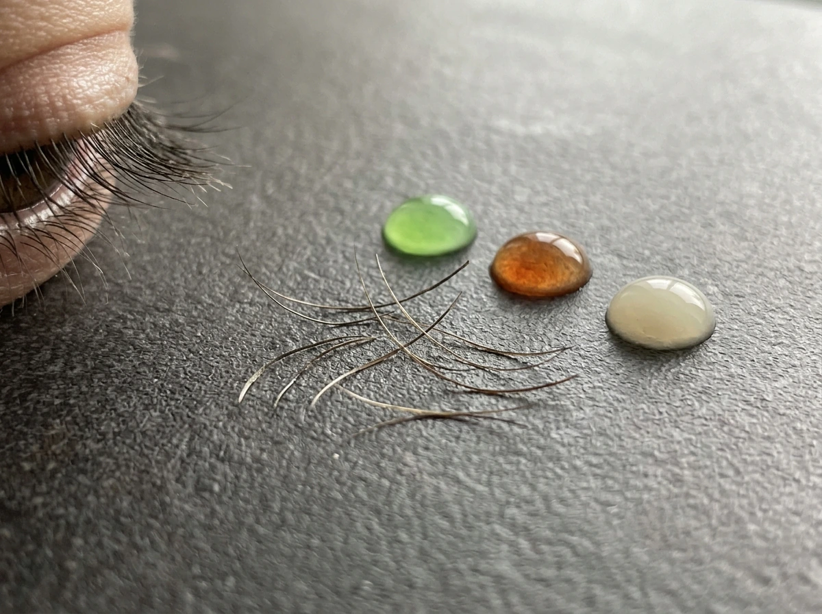 Lash growth cycle diagram style photo using visible lash hairs and follicles concept