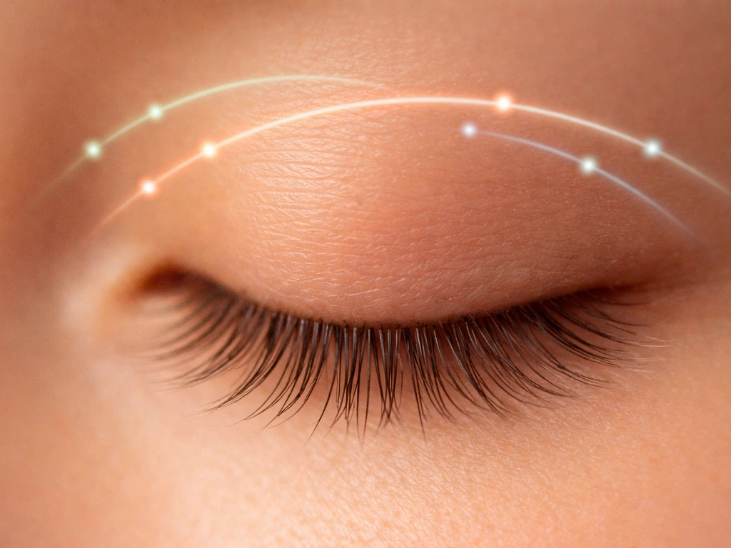 Three-phase eyelash growth timeline shown with softly lit close-up lashes and simple day-range cues