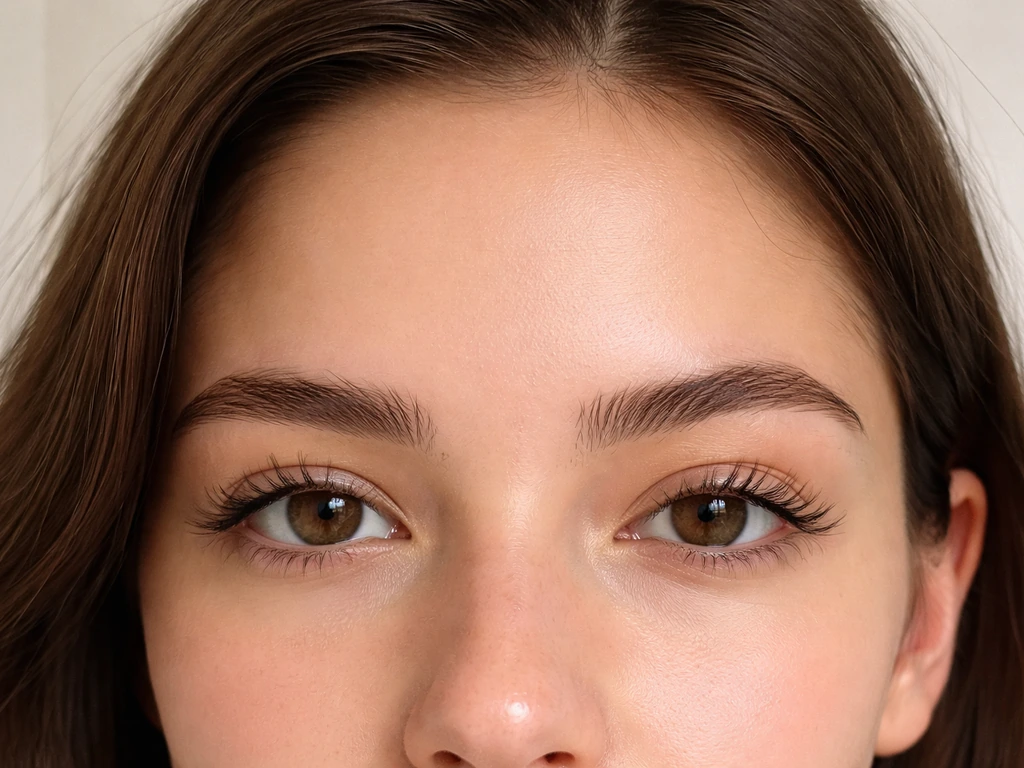 Close-up of an anonymous person’s eyebrow and upper eyelash area showing both hair types in natural light.
