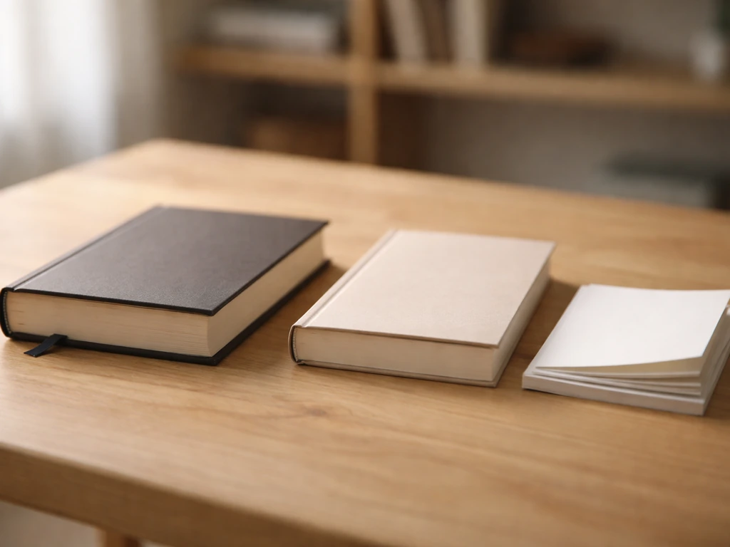 Deux livres côte à côte sur une table, l’un plus facile à lire, l’autre plus difficile, ambiance naturelle.