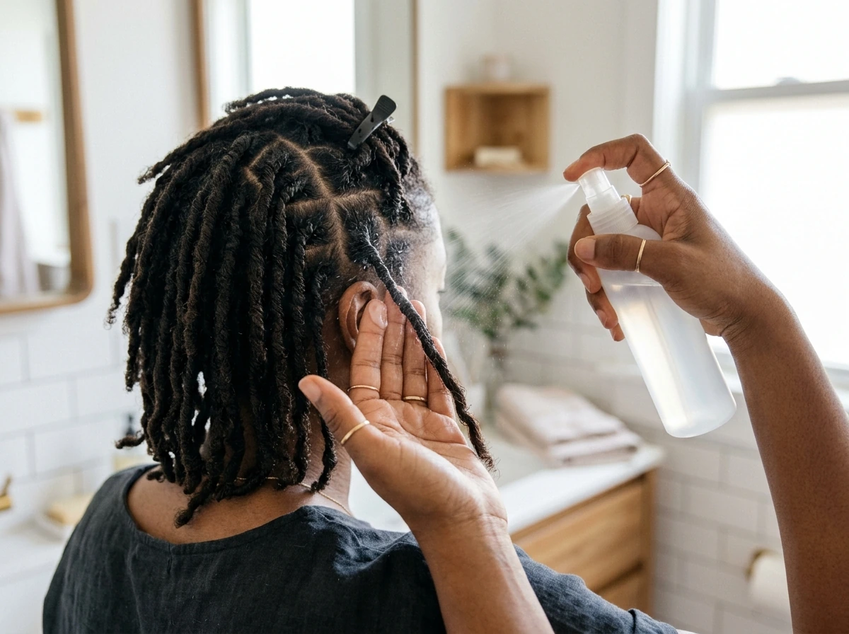 Light, water-soluble product applied to locs and scalp