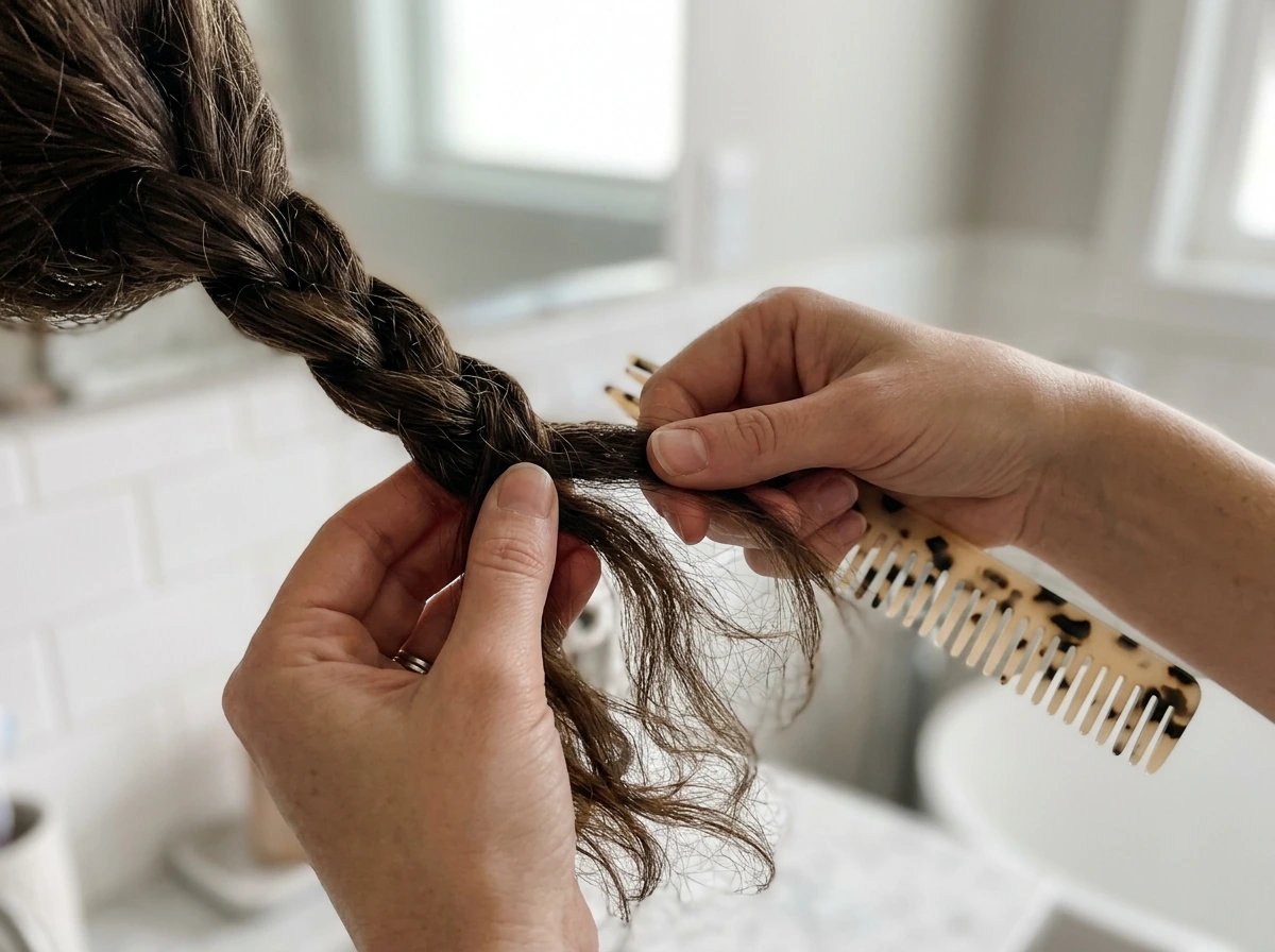 Careful braid removal—unraveling from ends upward with fingers