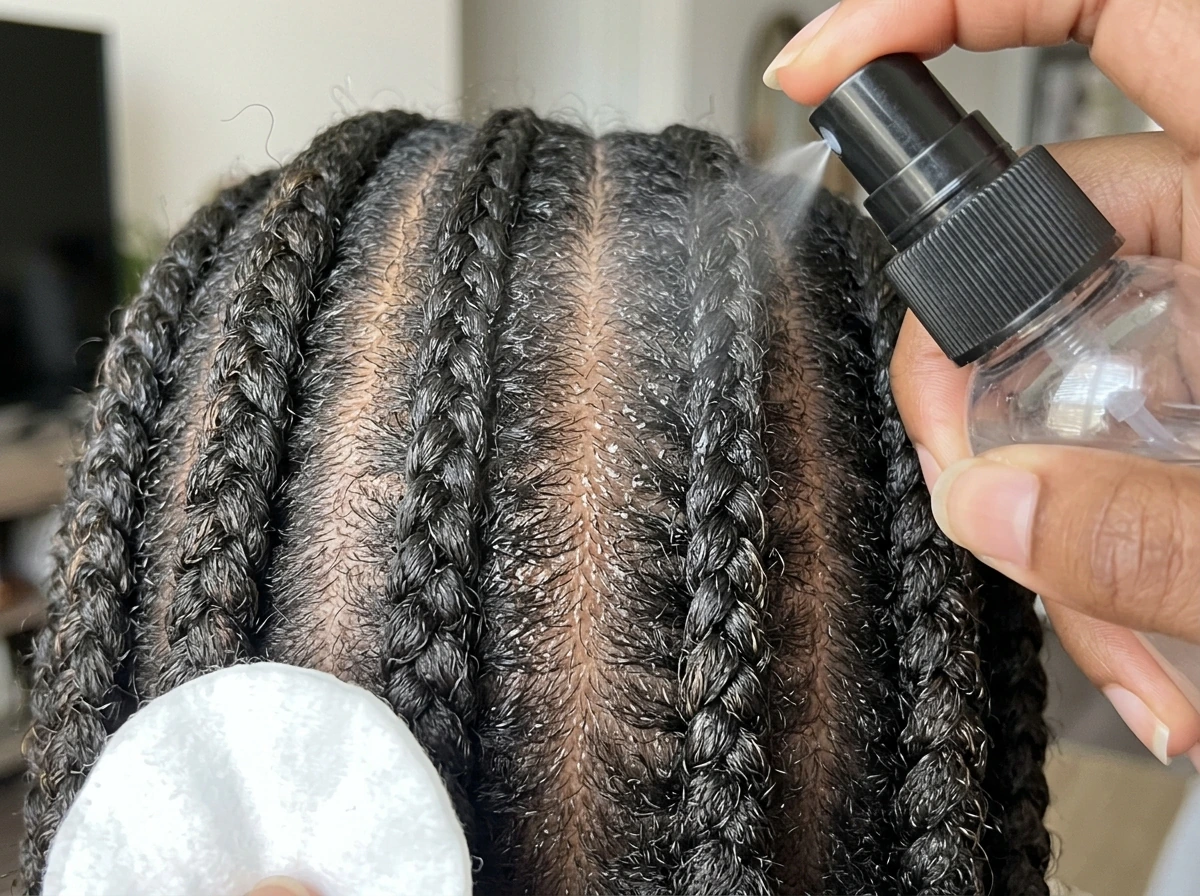 Scalp and moisture care while braids are in (spray bottle application)