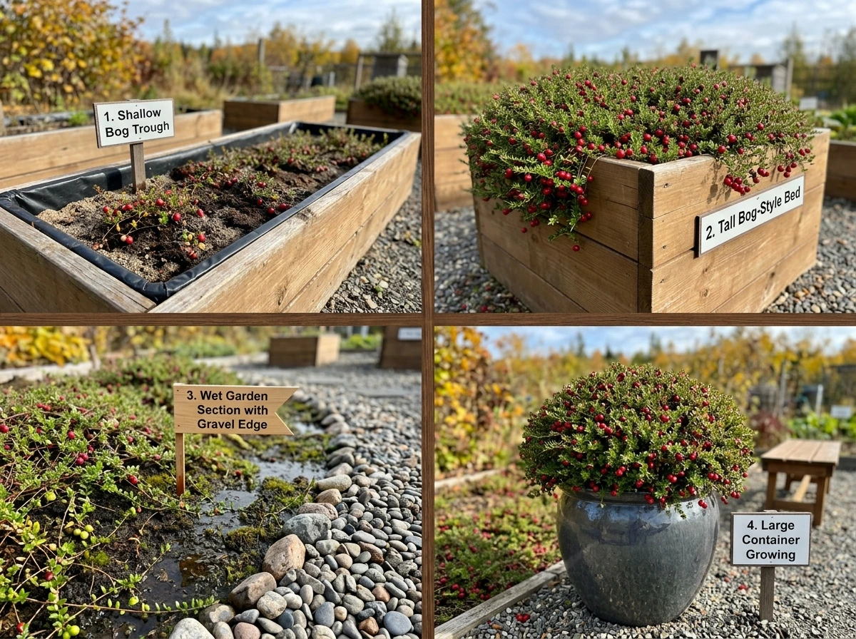 Four practical cranberry setup materials shown side-by-side