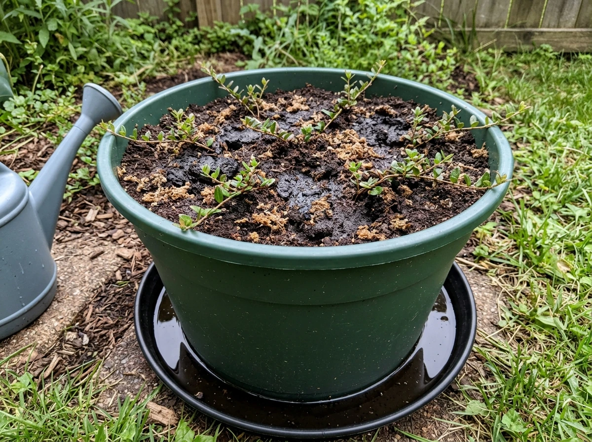 Home container growing setup with acidic substrate and controlled moisture for cranberries