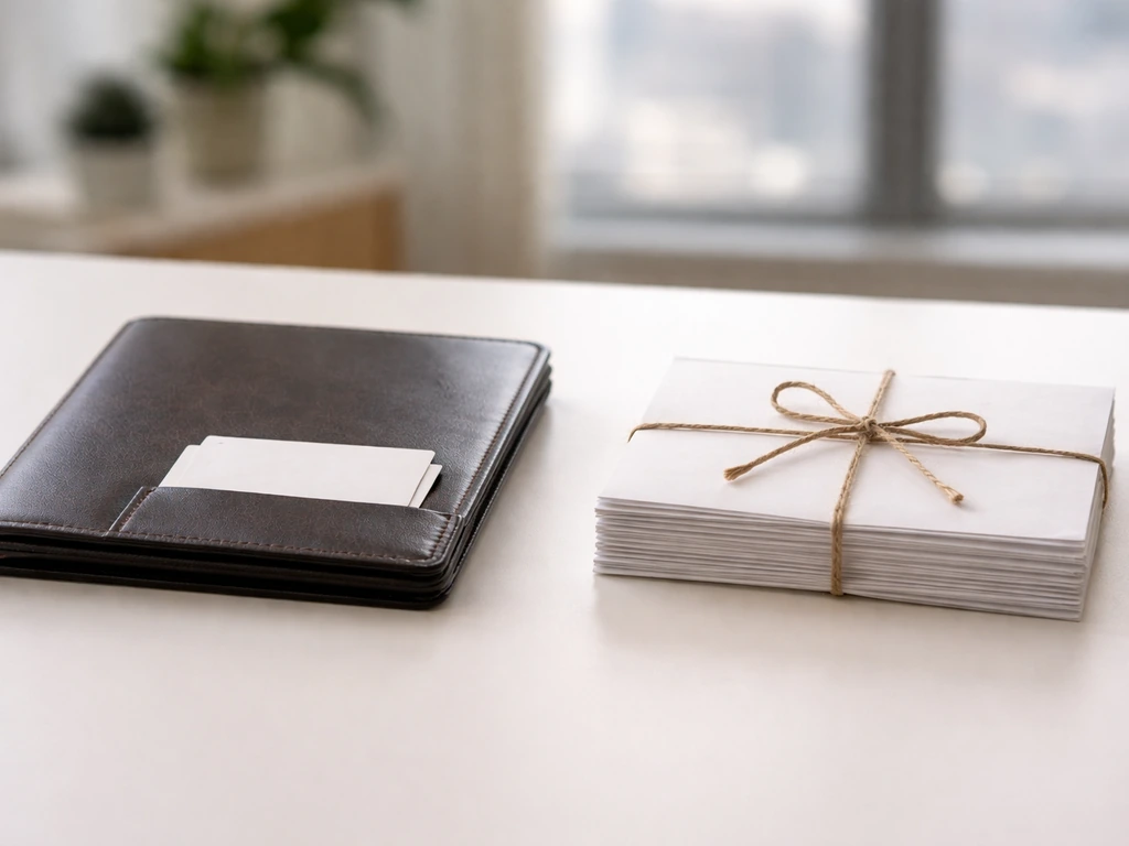Minimal desk scene with two separate objects symbolizing net worth and annual income confusion.