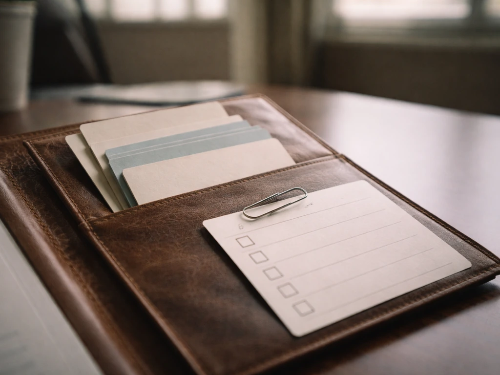 Close-up of blank retirement savings booklets and a checklist on an office desk, symbolizing long-term TSP-like saving.