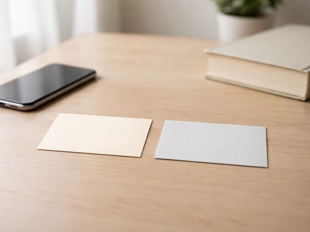 Two blank side-by-side cards on a desk with a book and phone, suggesting name disambiguation.