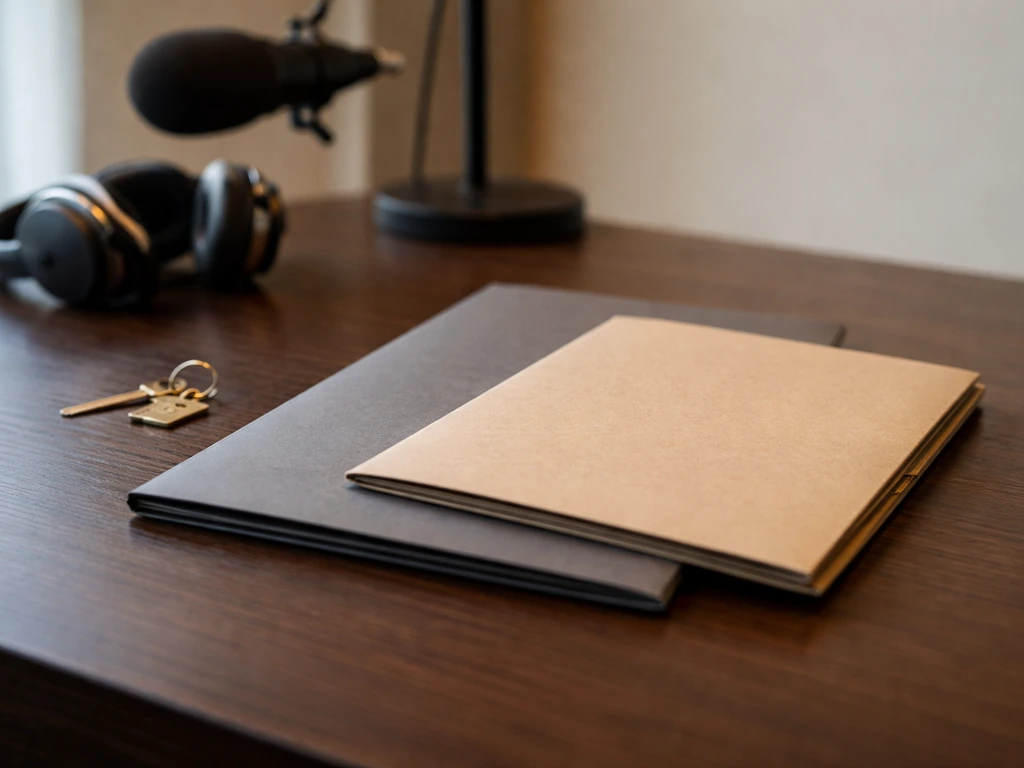 Anonymous office desk with folders and a microphone, symbolizing family wealth vs individual net worth