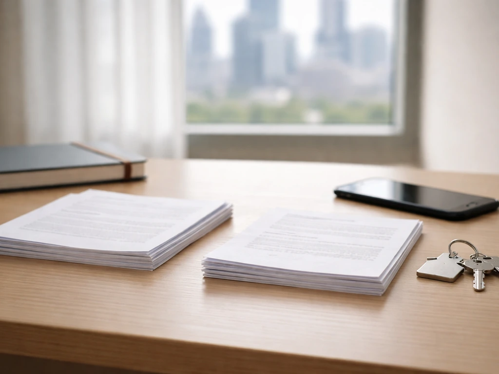 Minimal desk scene with mixed documents and a smartphone showing call records, suggesting checking today’s figures.