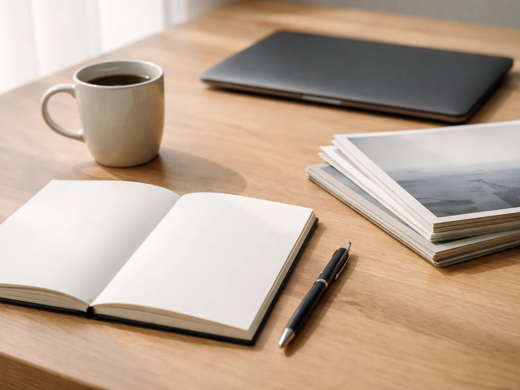 Minimal desk scene with empty notepad and a magazine stack, symbolizing missing Forbes net-worth profile.