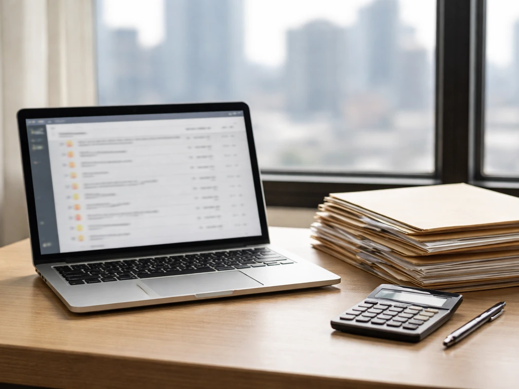 Laptop on a desk with blurred nonprofit finance page layout and documents, symbolizing data reliability.