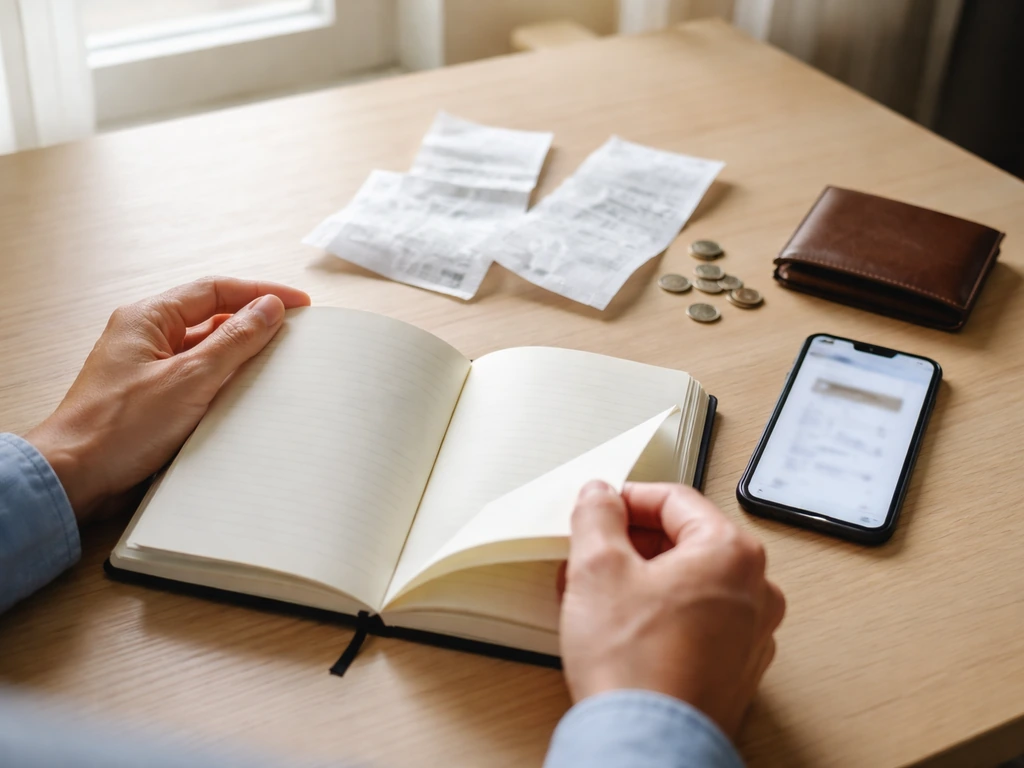 Open notebook and smartphone on a desk showing mismatched valuation sheets, symbolizing inconsistent net-worth estimates