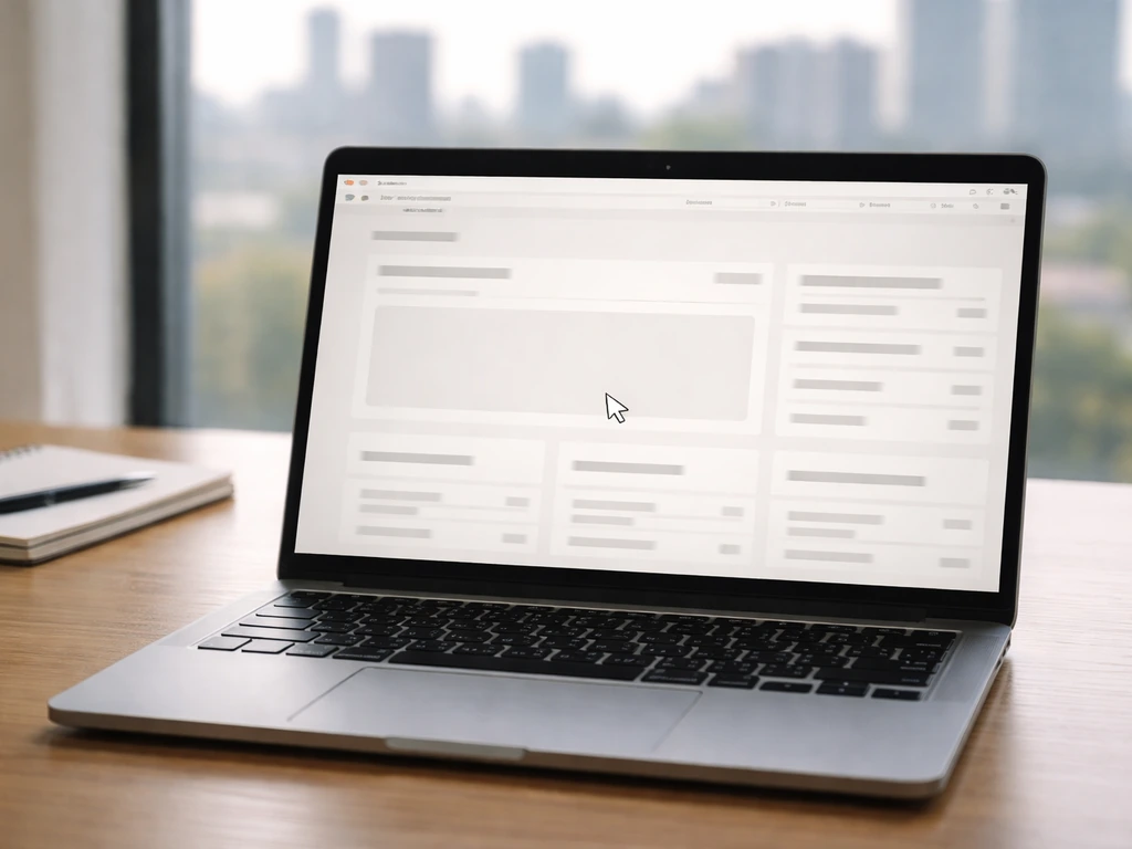 Minimal laptop screen showing unavailable net-worth figure pages with empty placeholders and no readable text.