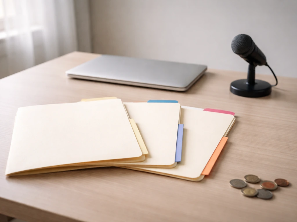 Minimal desk scene with three blurred report folders suggesting competing net worth estimates