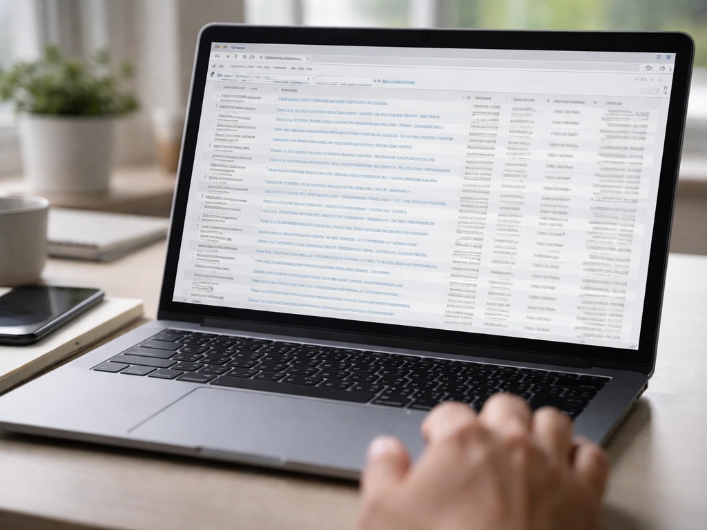 Close-up of a laptop showing a finance search results page style view, symbolizing SEC EDGAR verification