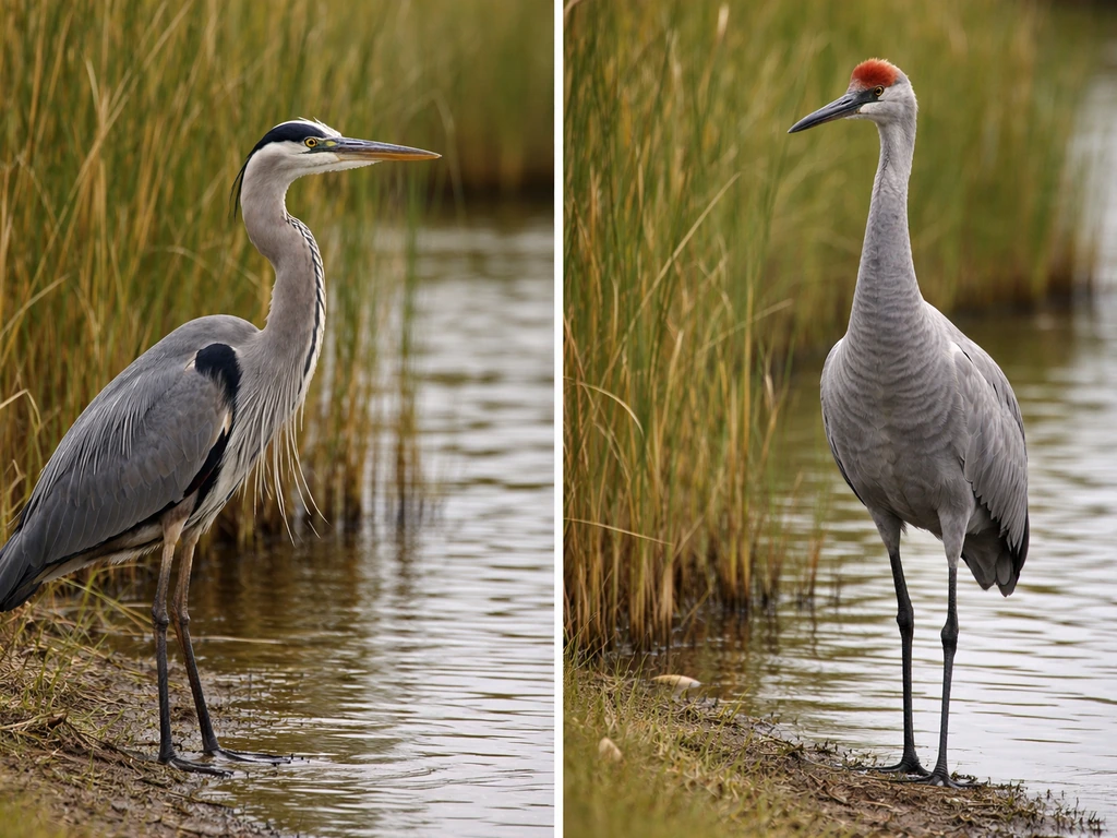 crane bird vs heron