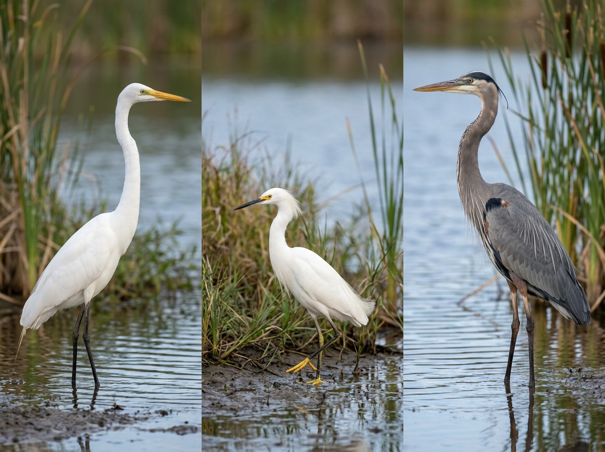 Illustration of quick answer: egret vs heron vs blue heron