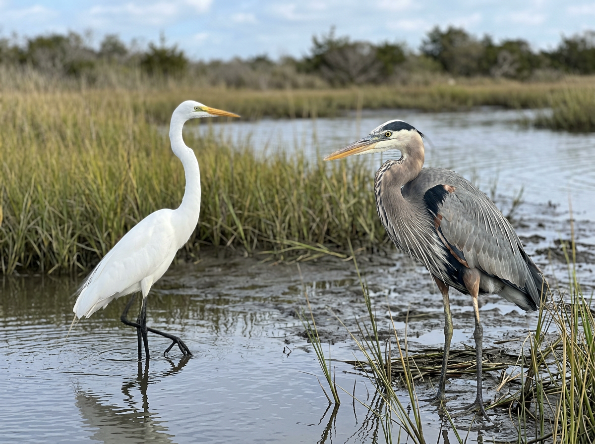 Stand-and-wait hunting moment showing bill-pointing posture in wetland water