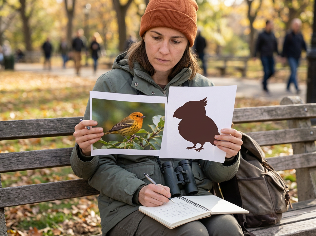 Orange bird foraging in its typical habitat along a woodland edge.