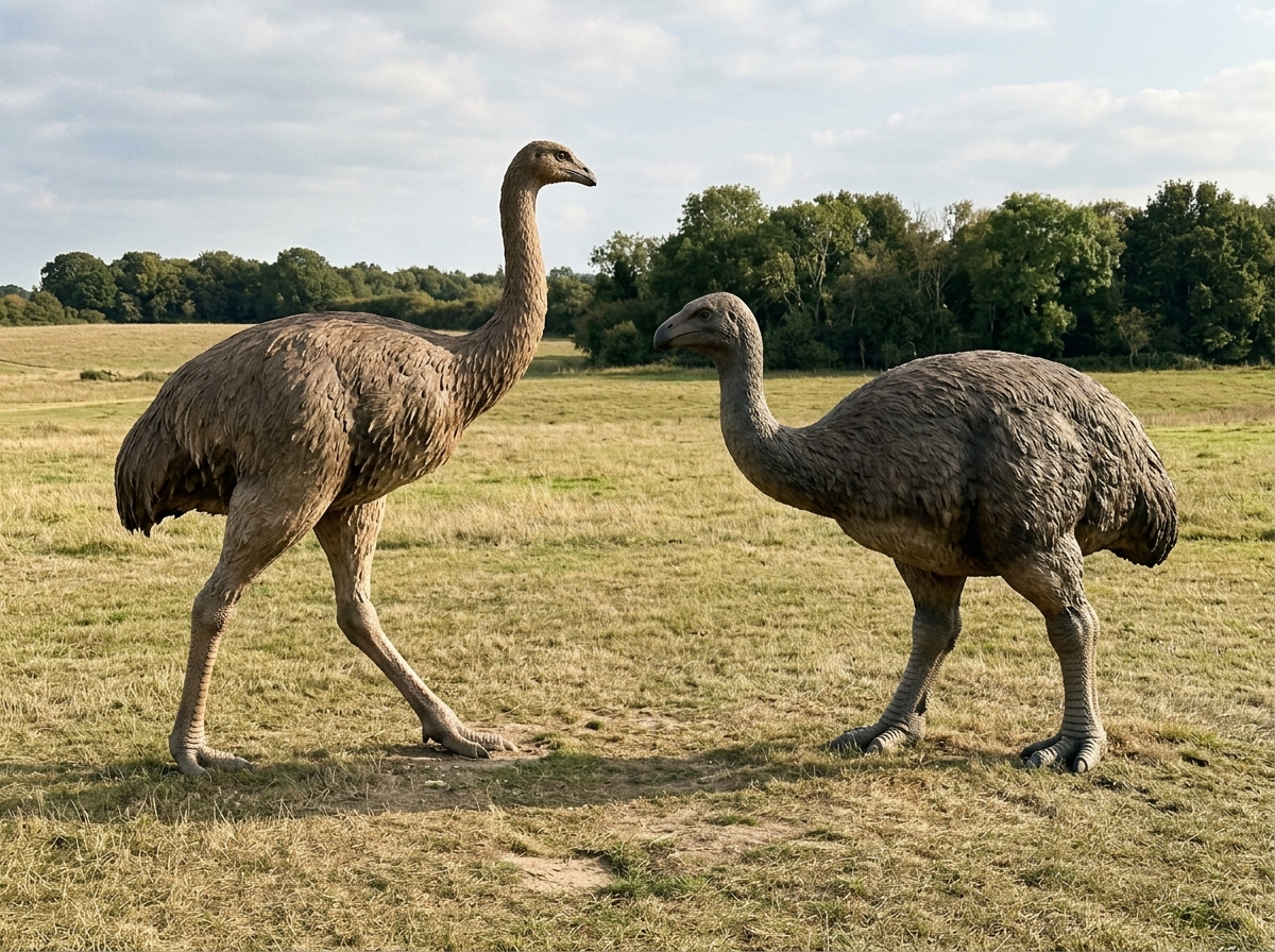 Herbivorous feeding setup showing plant browsing for moa and elephant bird