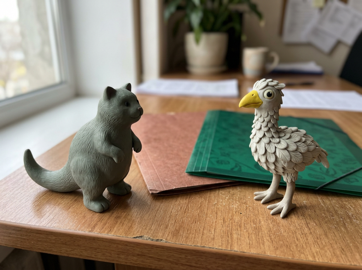 Illustration of what kittysaurus and opila bird actually are