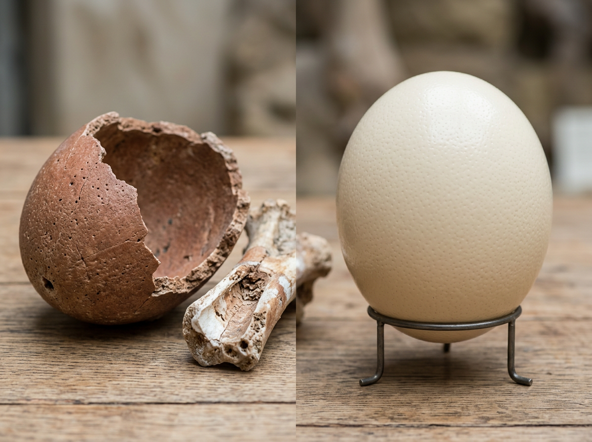 How-to checklist view: museum photo of a fossil with a hand holding a ruler near eggshell texture
