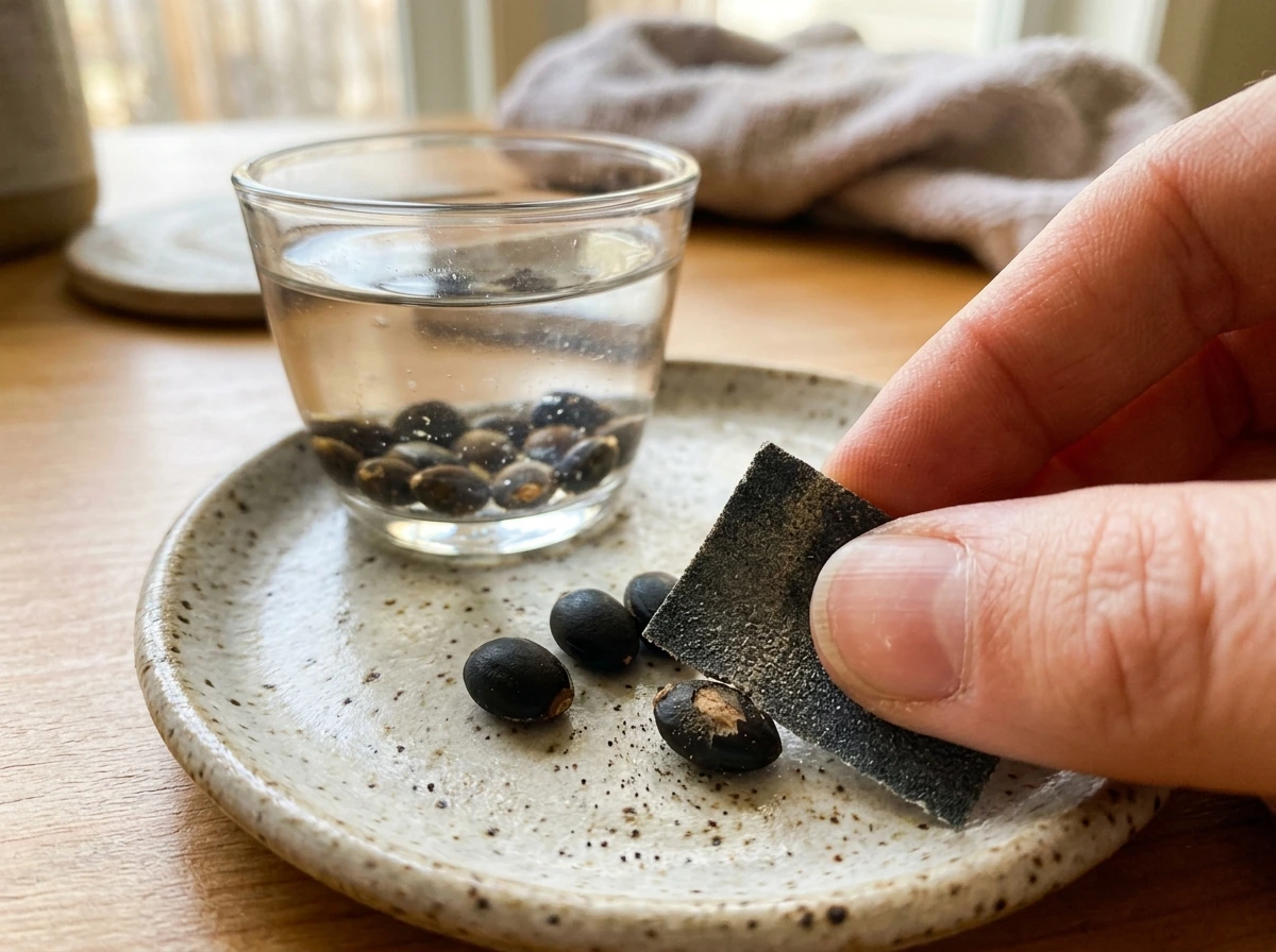 Scarifying mimosa evo seeds to nick the hard seed coat for faster germination