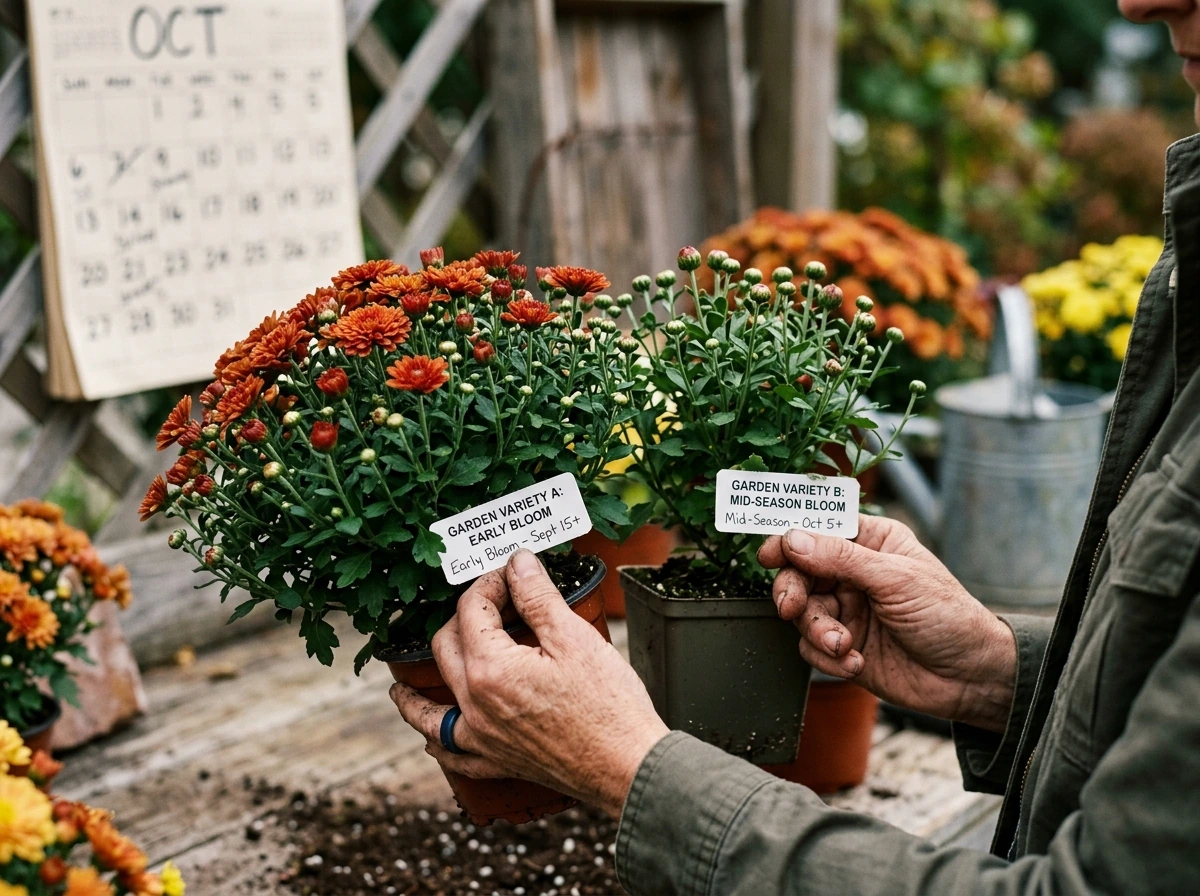 Comparing early and mid-season fall mum varieties for timing