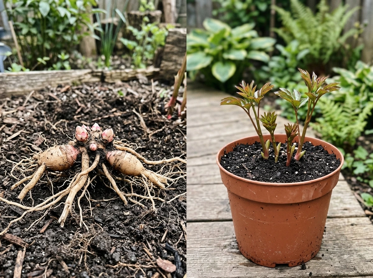 how to grow peony from root