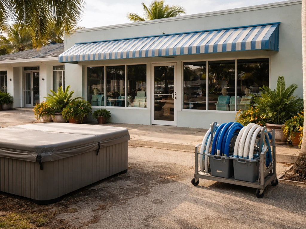 Punta Gorda store exterior with coastal salt-air spa cover and service vibe nearby