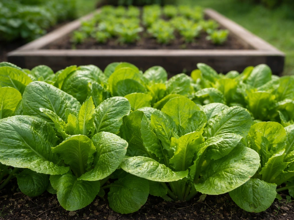 Healthy leafy crops with subtle foreground-new growth versus slightly dull background plants, implying a growth boost.
