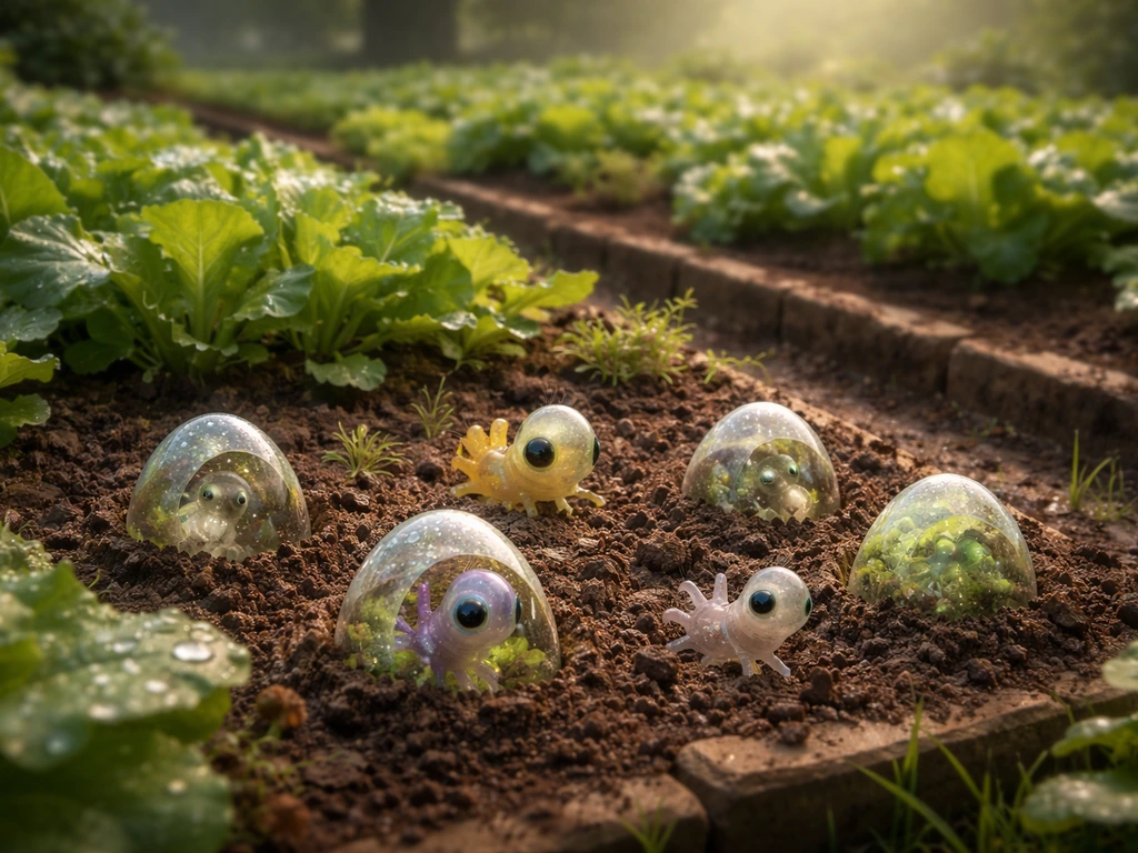 In-game garden bed with several Bug Eggs hatching and tiny bug hatchlings among green crops