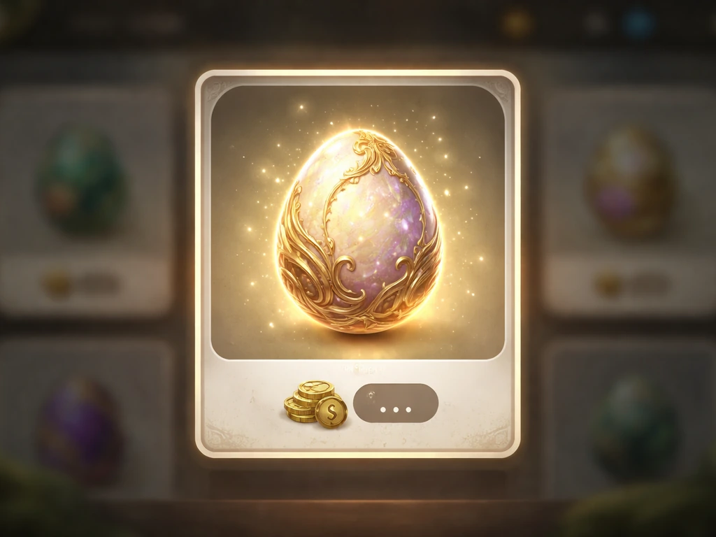 Close-up of an in-game pet egg shop card showing a purchasable mythical egg item, not an event-only drop