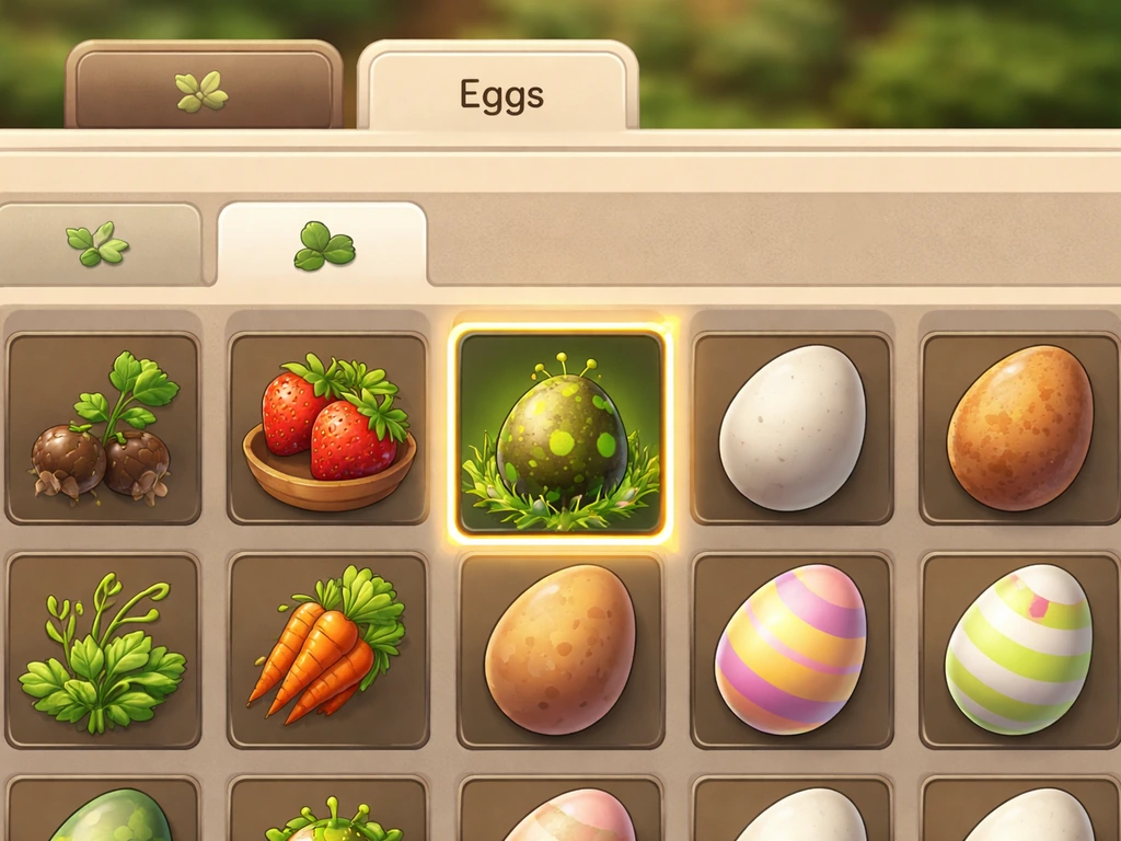 Bug Egg item in inventory next to crop/seed category icons