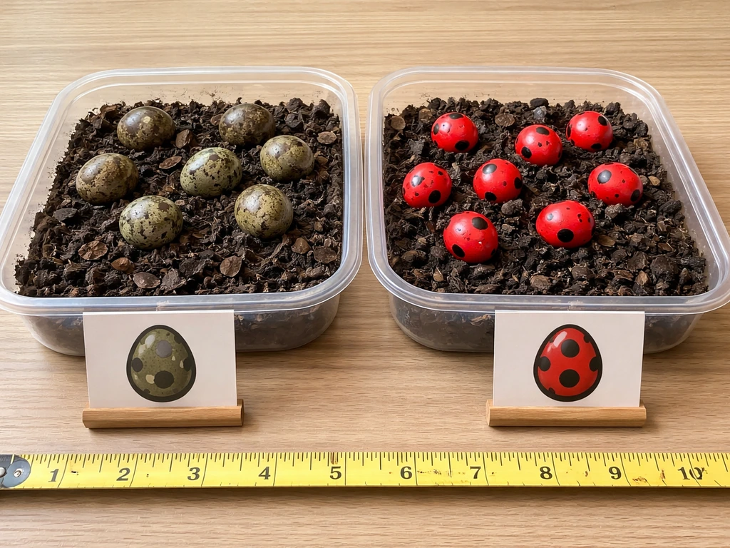 Color-coded bug egg vs anti-bug egg concept comparison side-by-side