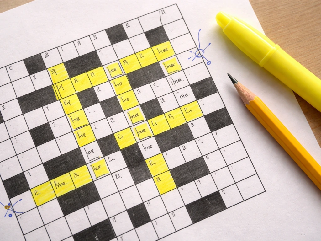 Grille de mots croisés sur papier avec surlignage et lettres croisées, montrant la validation d’une proposition.